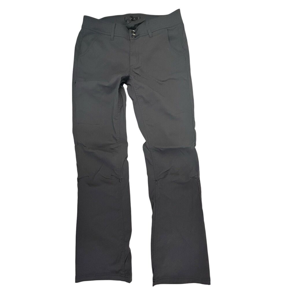 Prana Halle II Pant Women Size 8 Gray Straight Hiking Roll Tab Convertible
